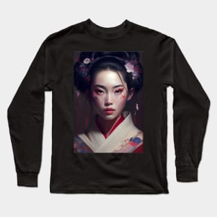 Japanese Geisha In Digital Art. Gift Idea For Japan Fans 5 Long Sleeve T-Shirt